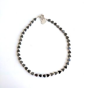 Hematite and sterling silver heart necklace